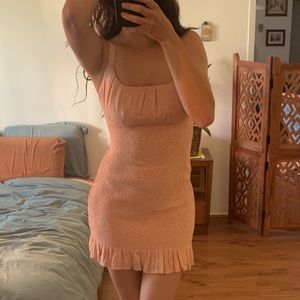 Floral Peach Tight Mermaid Sundress, Minidress, Abercrombie & Fitch